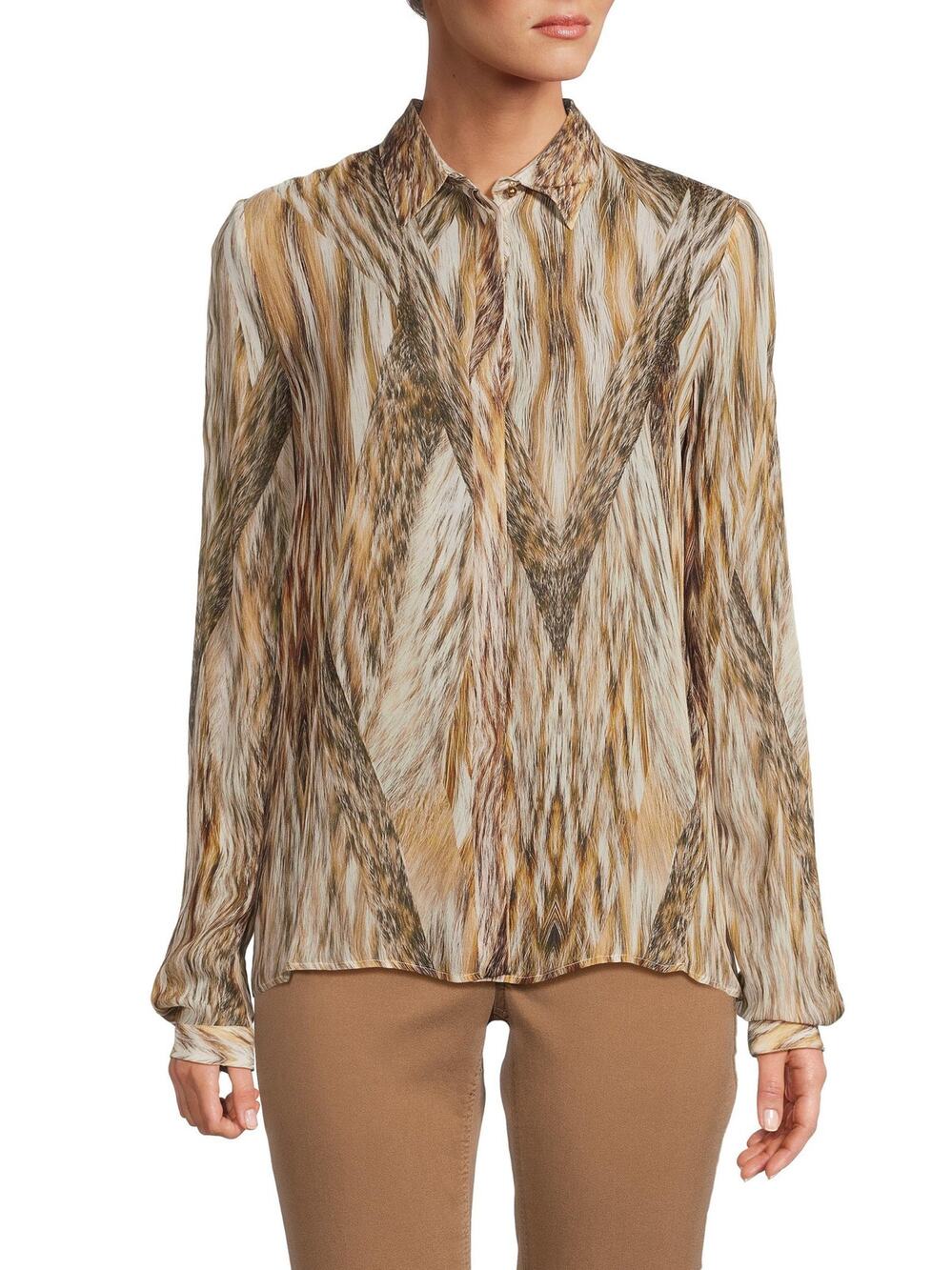 Just Cavalli Animal Printed button up long sleeve shirt NEW WOMENS 40 / US4